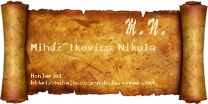 Mihálkovics Nikola névjegykártya